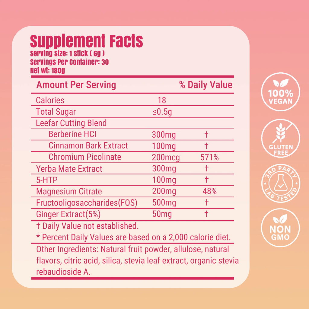 LeeFar Cutting Drink Mix – | Strawberry Açaí Flavor – 30 Servings