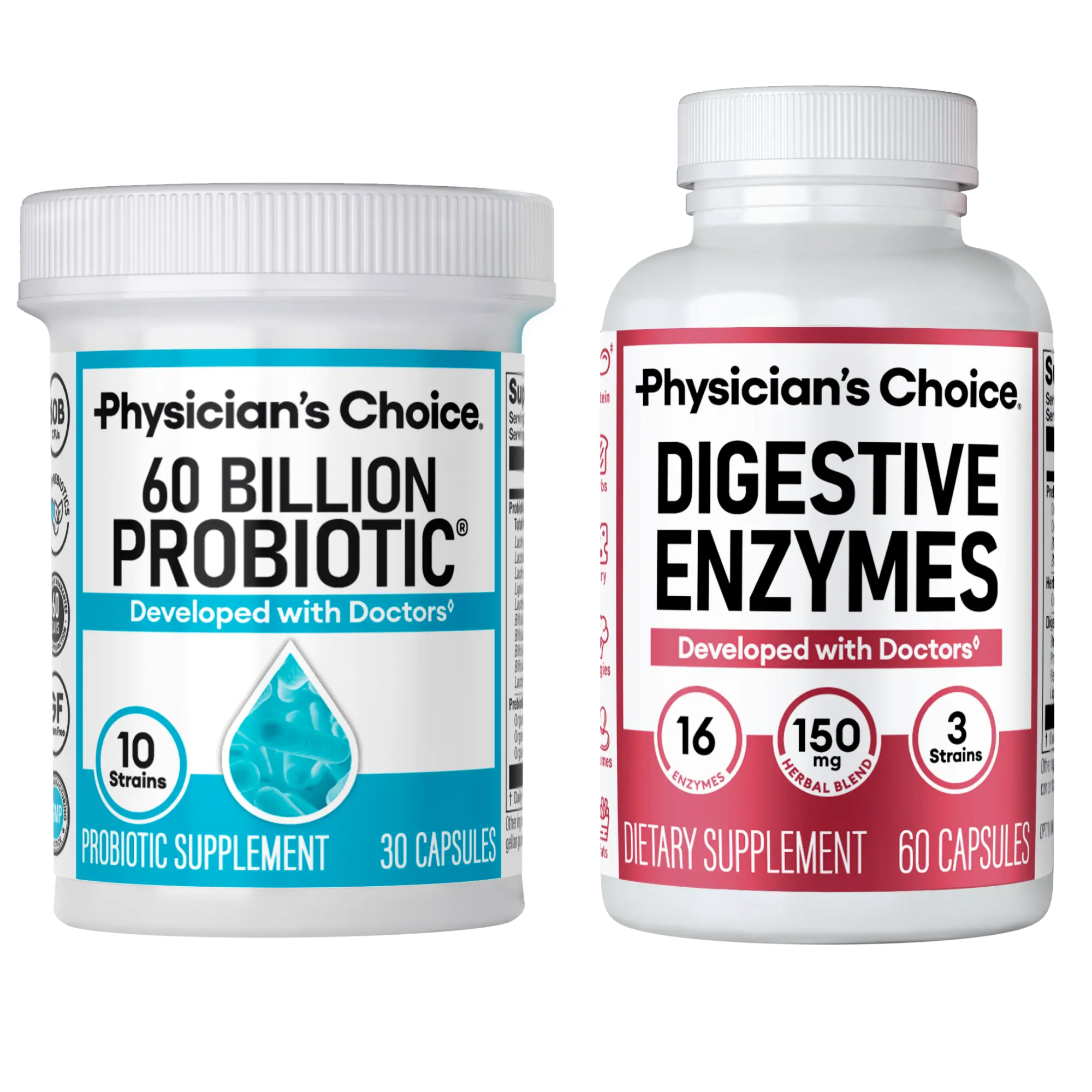 Physician's Choice Hack your Tummy Bundle: Bloating, Digestion & Immune Support for Men & Women with Digestive Enzymes & 60 Billion Probiotic