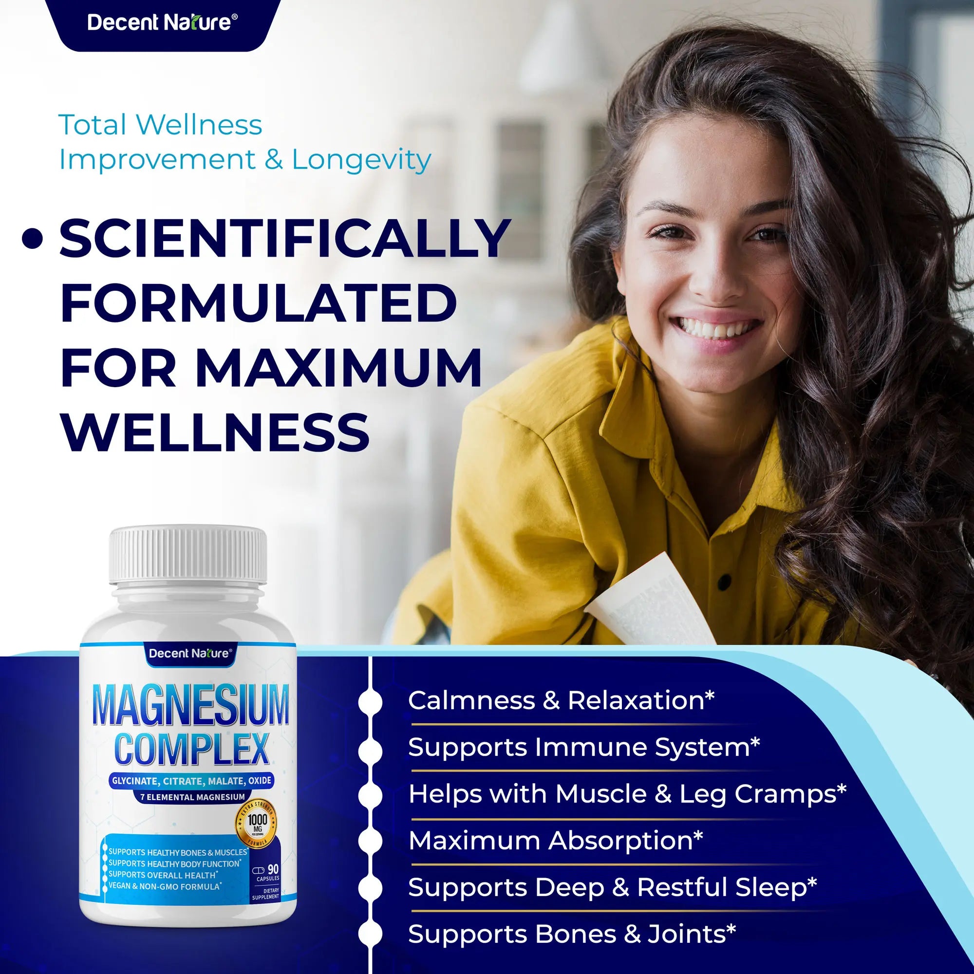 Magnesium Complex 1000mg Made with 7 Elemental Magnesium 90 Capsules