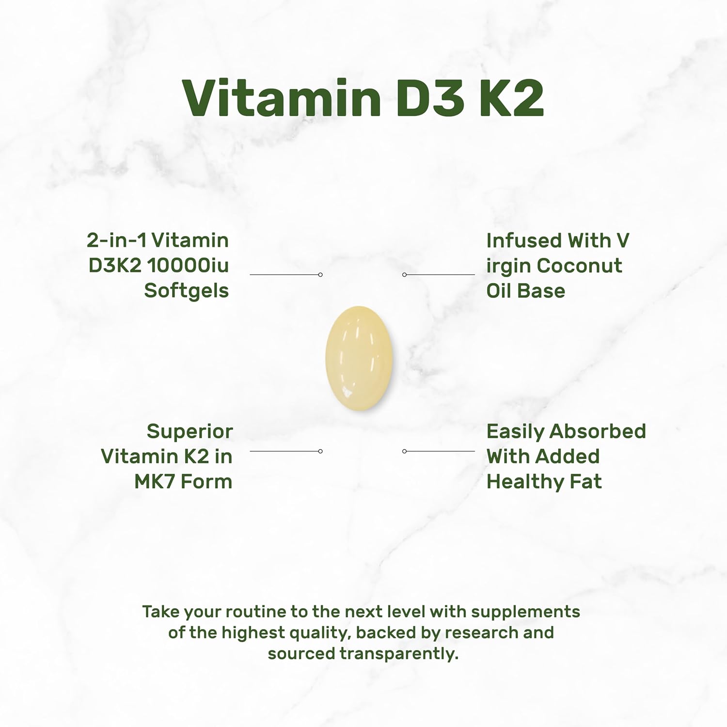 DEAL SUPPLEMENT Vitamin D3 10,000 IU + K2 MK7 200mcg Softgels, 250 Count | 2-in-1 Complex with Virgin Coconut Oil | Supports Heart, Bone, Teeth & Immune Health* | Easy to Swallow-Shop