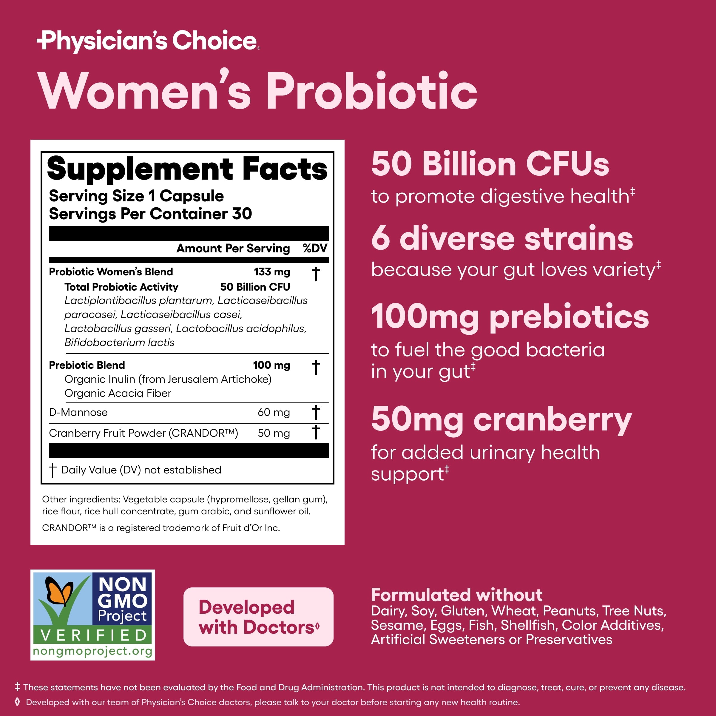 Physicians Choice Women's Probiotic 50 Billion CFU Capsules, 30 Count