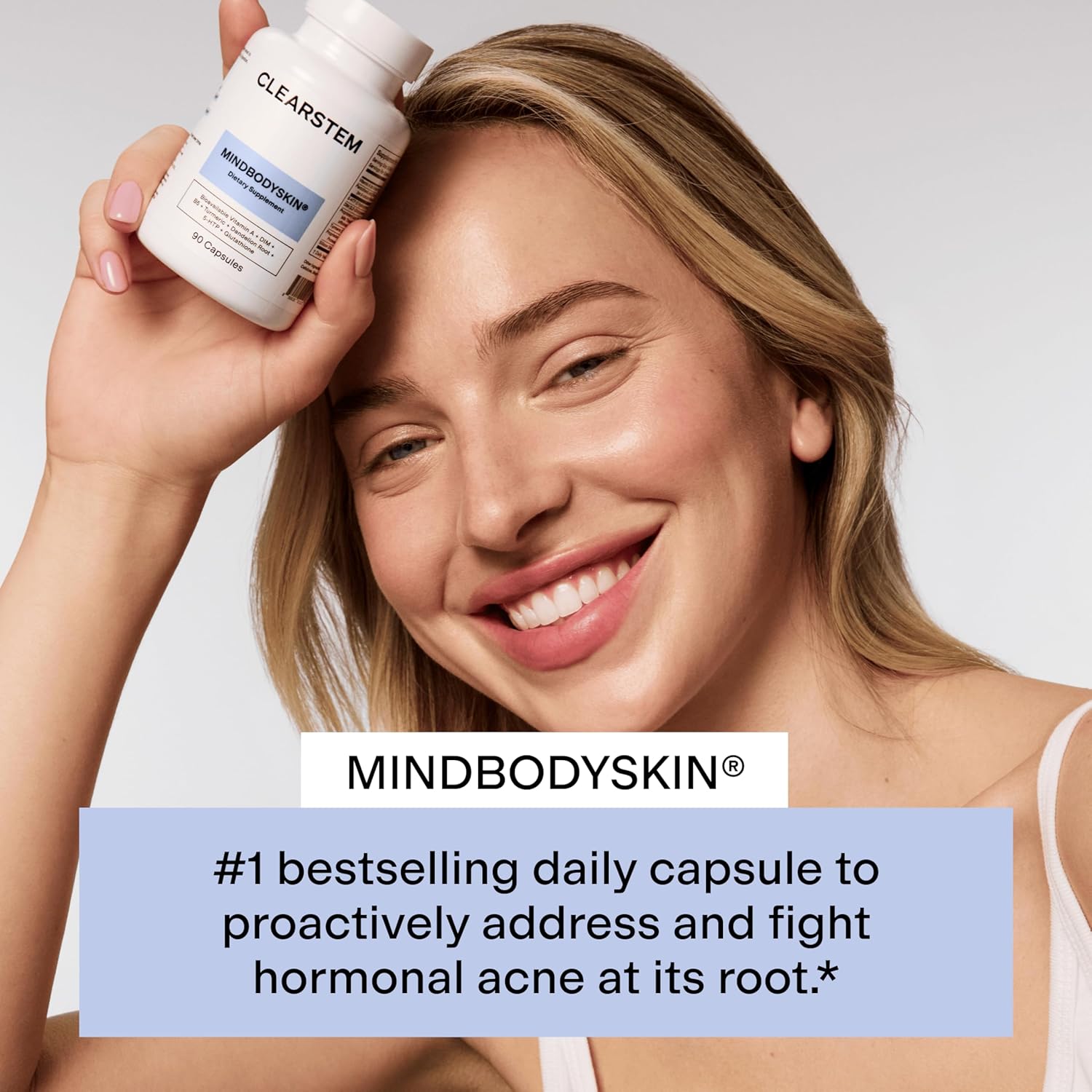 CLEARSTEM -  Hormonal Acne Supplement (5-HTP) - Natural DIM Supplement - Skin Care Vitamins - Hormone Balance, Antioxidants - Gluten Free, Cruelty Free - 30 Servings, 90 Capsules-Shop