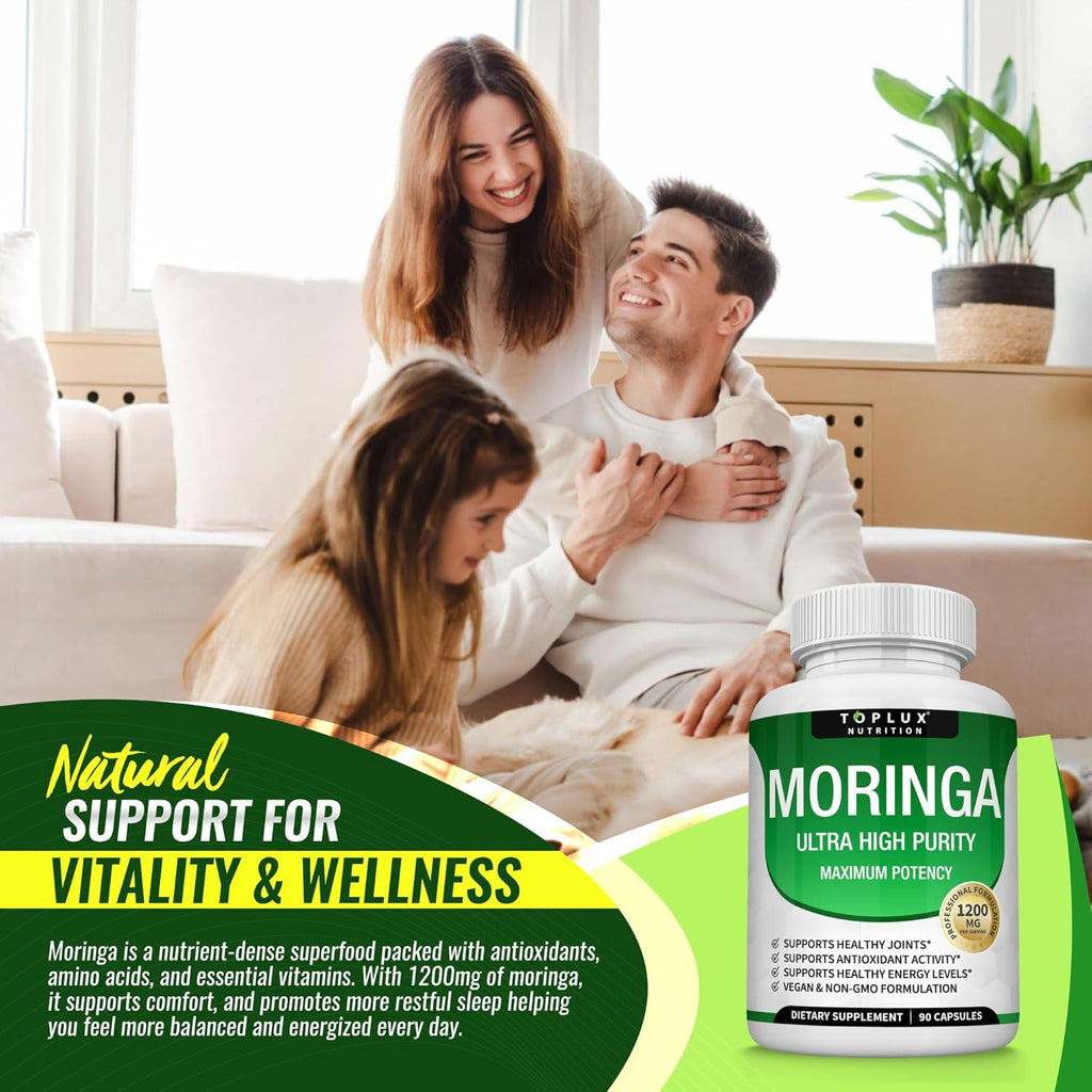 Moringa Capsules 1200mg – Pure Oleifera Leaf Superfood for Immune & Skin Health | Vegan, Non-GMO | 90 Capsules-Shop