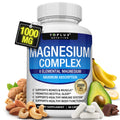 Magnesium Complex Supplement 8 Elemental 1000mg - Magnesium Glycinate, Citrate, Malate, Taurate, Chelated for Easy Absorption for Bones, Muscle, Recovery, Energy, Vegan Non-GMO 90 Capsules