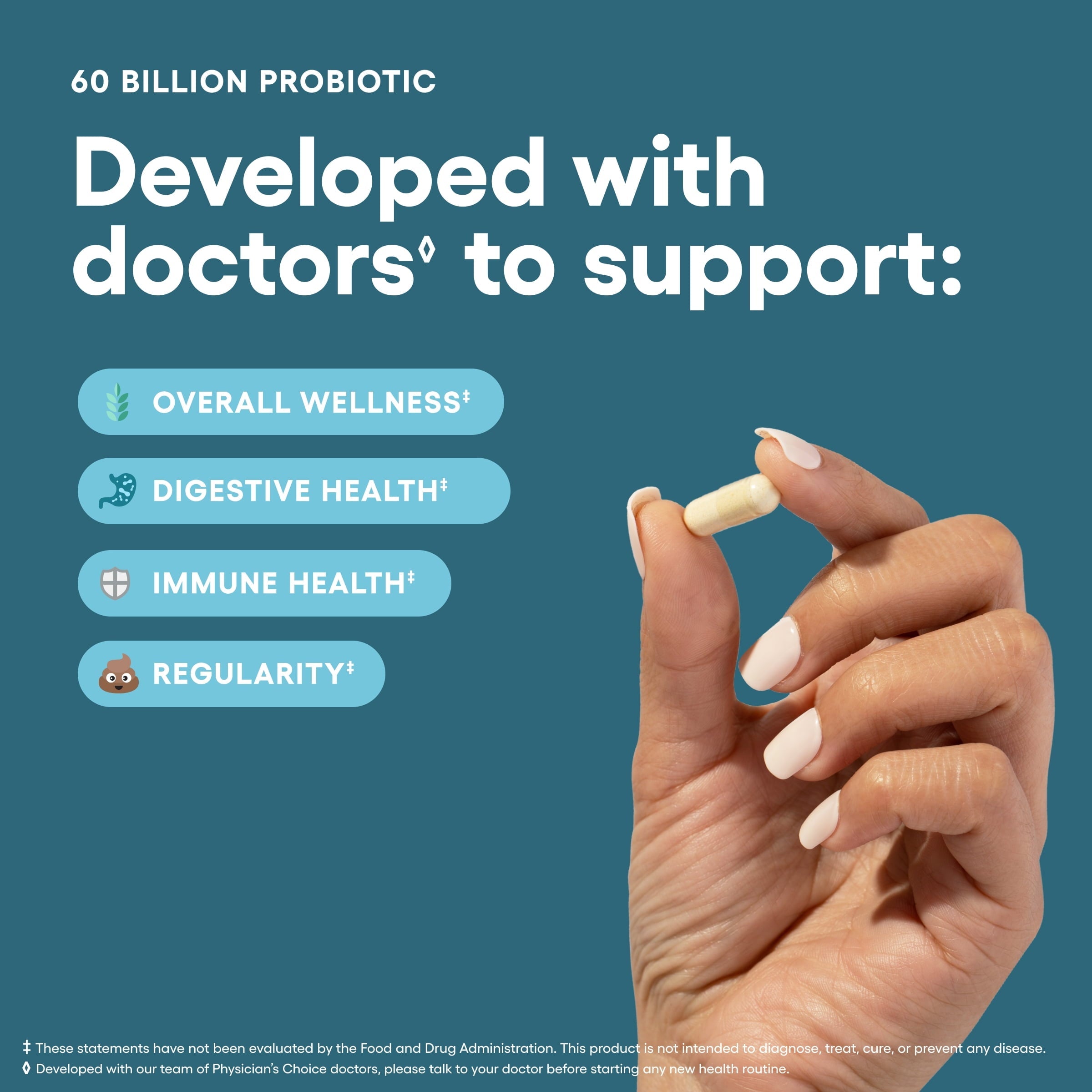 Physician’s Choice 60 Billion Probiotic for Women and Men, 30 Count, Digestive & Gut Health-Shop