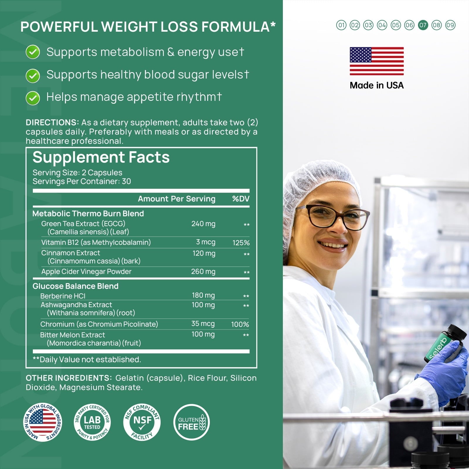 Selerb GLP-1 Metabolism Supplement for Women & Men– Supports  Metabolic Function  & Gently Activates Daily Metabolic Rhythm – ashwagandha ,Chromium,Vitamin B12, Berberine HCI – 60 Capsules