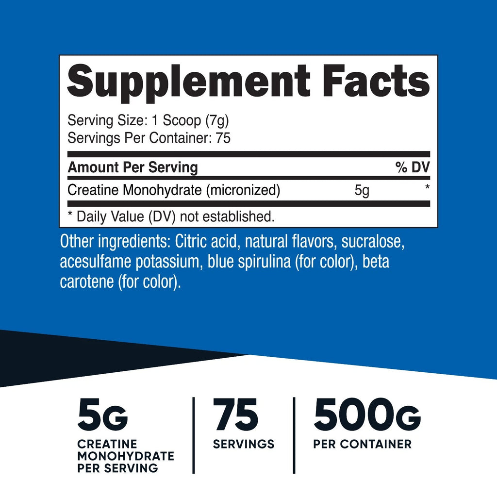 Nutricost Creatine Monohydrate Powder (Coastal Explosion, 500 Gram) - Micronized