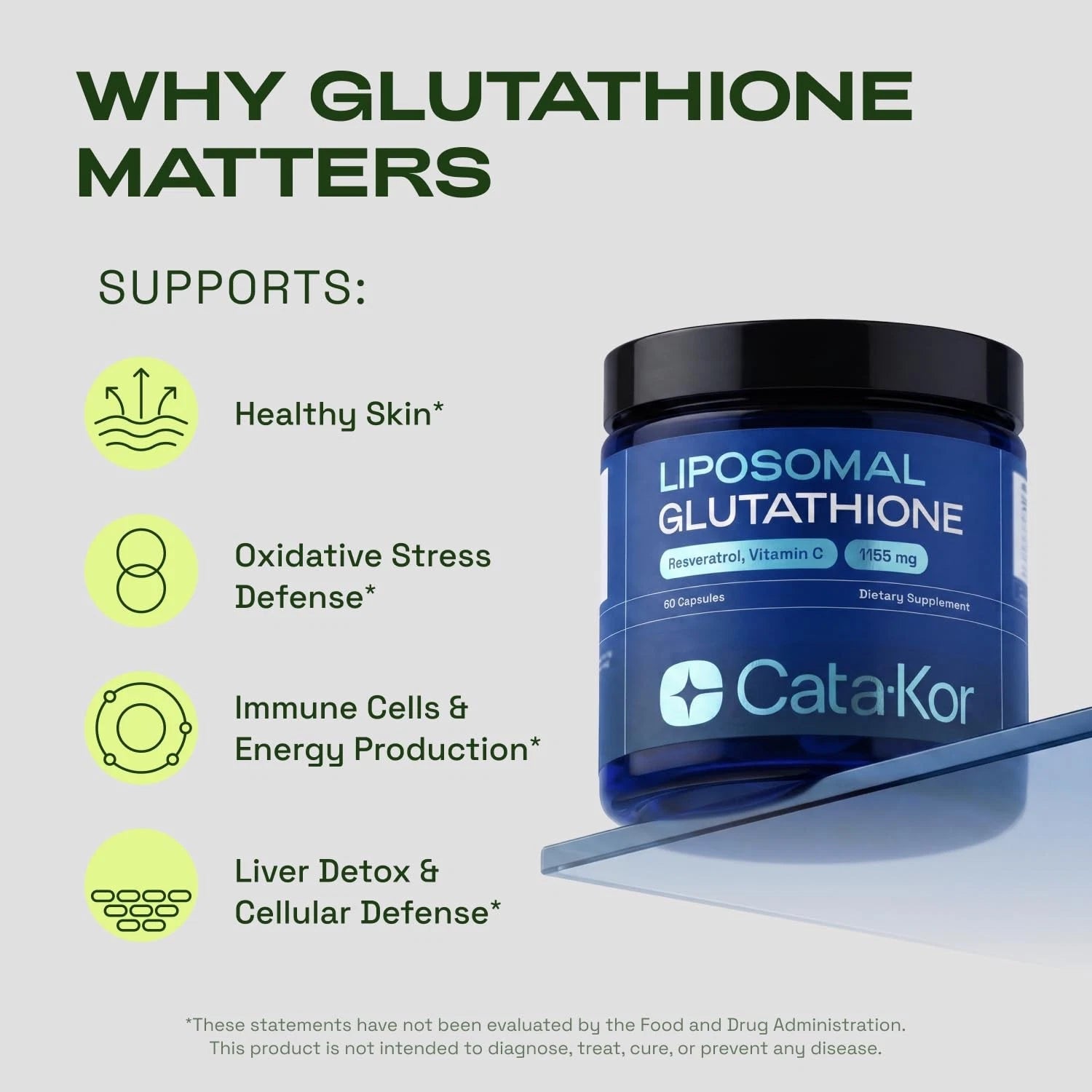 Cata-Kor Liposomal Glutathione – Ultra High Absorption 60 Count (Pack of 1)