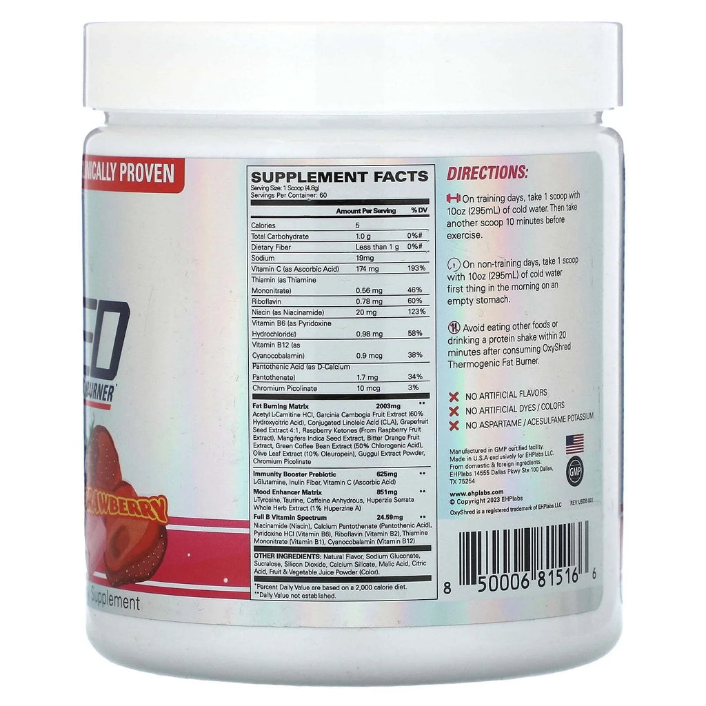 EHP Laps, OxyShred, Fat Burner, Cosmic Blast, Strawberry, 10.16 oz (288 g)-Shop