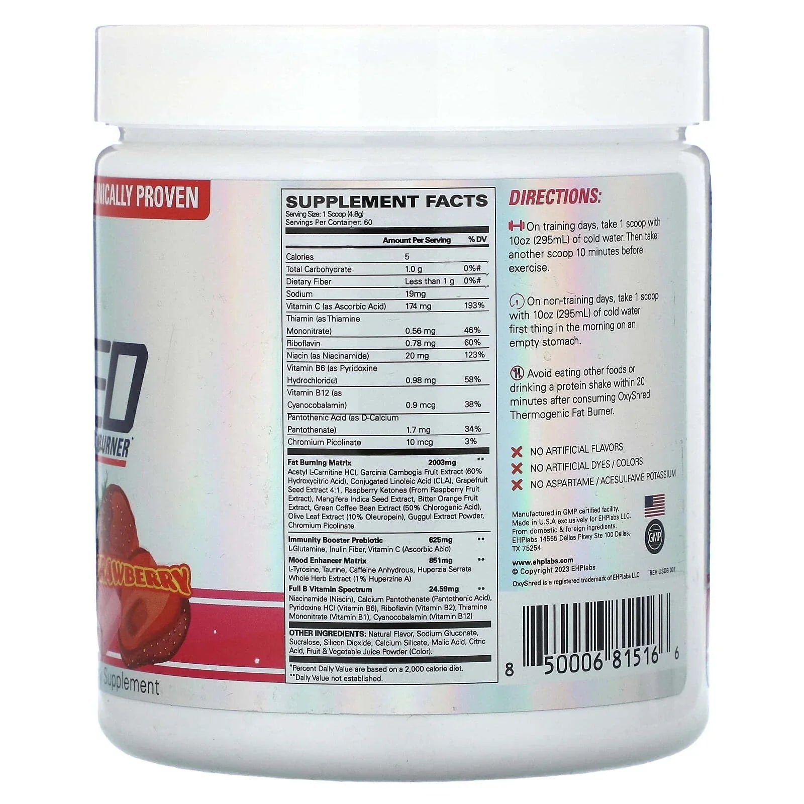 EHP Laps, OxyShred, Fat Burner, Cosmic Blast, Strawberry, 10.16 oz (288 g)-Shop